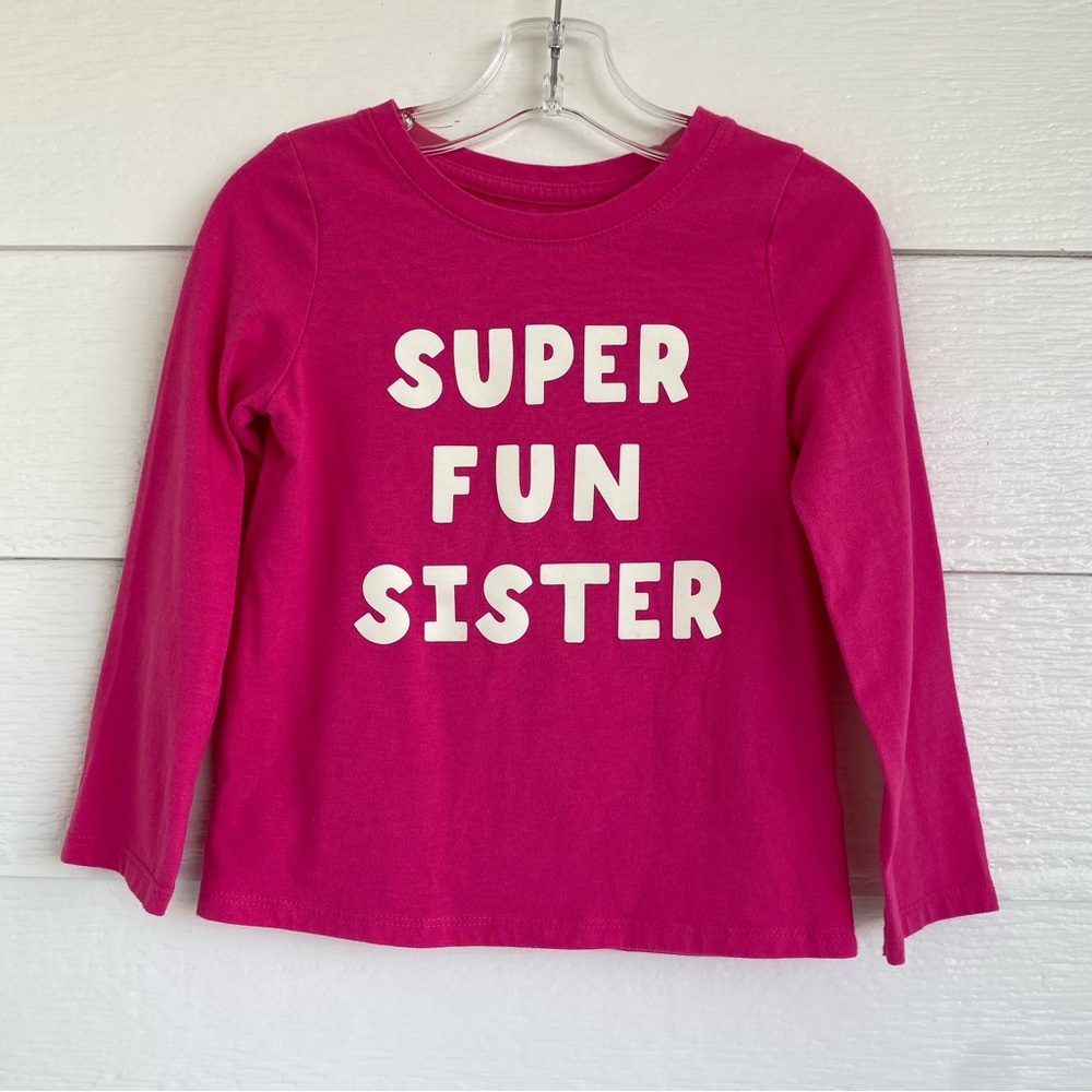 💗💗Cat & Jack Pink Long Sleeve Shirt Size 4T - Super Fun Sister